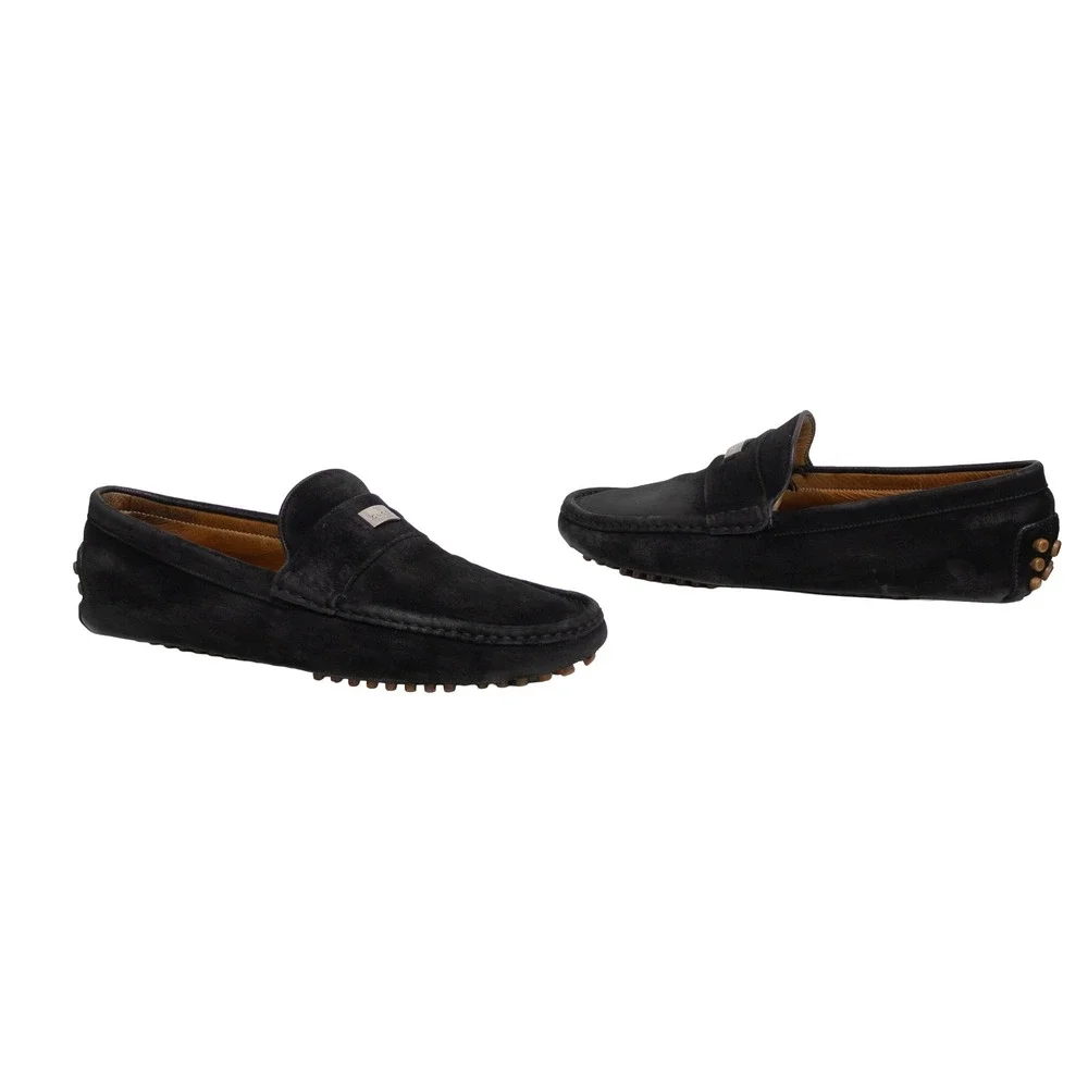 Gucci Men Black Suede Driving Loafers UK 9.5 US 10 EU 43.5 Moccasin Italy